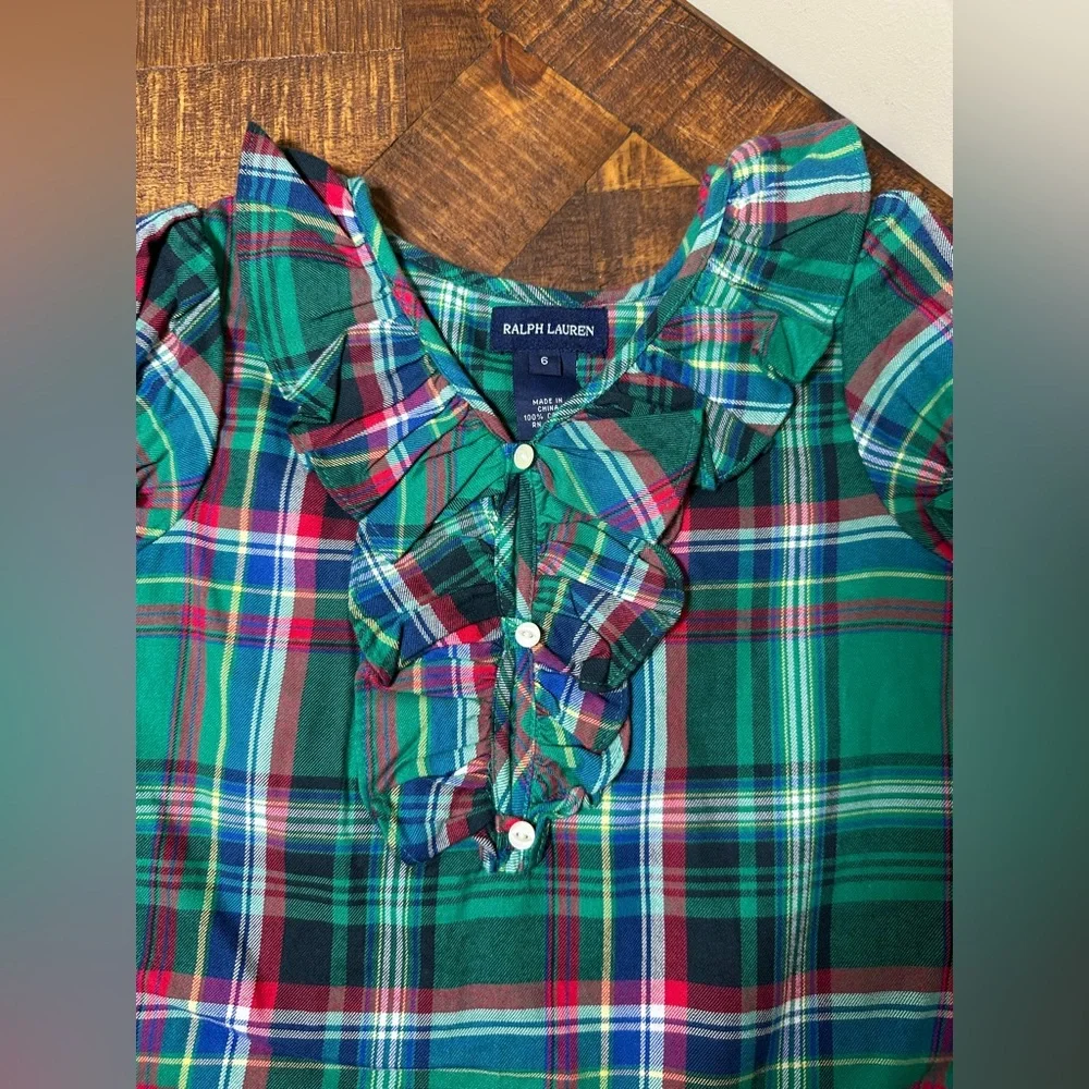 NWT‎ Ralph Lauren Girls 6 Green Plaid Dress